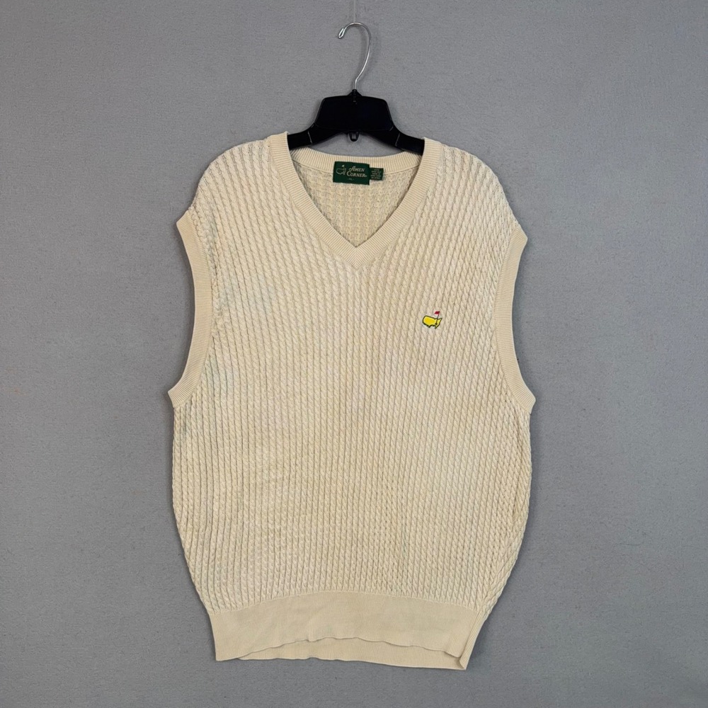 Amen Corner Sweater Vest Mens XL Cream Cable Knit Masters Golf Silk Preppy